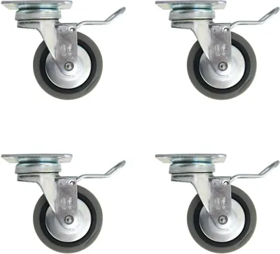 Produktbild von Möbelrollen 4er Set ø 60mm Hartgummirollen inkl. Bremse und Anschraubplatte