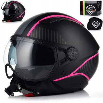 Produktbild von Vito Lavori Jethelm Mit Sonnenblende Für Chopper Und Roller | Motorradhelm Rollerhelm Bikerhelm