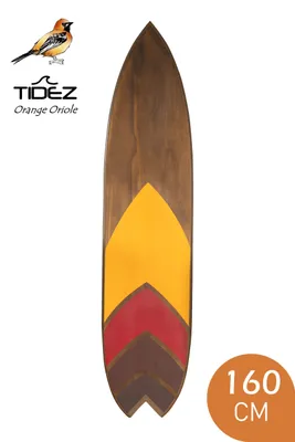 Produktbild von Tidez Surfbrett Dekoration - Surfbrett aus Holz - Surfbrett Dekoration - Orange Oriole 160cm
