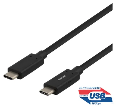 Image de DELTACO USBC 3.1 GEN2 10Gbps/3A/E-marker 1m