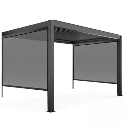 Immagine prodotto di Pergola bioclimatica ad angolo 3x4m e 2 tende 266 x 234 m - Oviala Oia