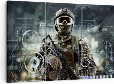 Produktbild von Bild auf Leinwand - Leinwandbild - Soldat Gewehr - 105x70cm - Wand Bild - Wanddeko - Wandbilder - Leinwanddruck - Bilder - Kunstdruck - Wanddekoration - Leinwand bilder - Wandkunst - CE105x70-4071