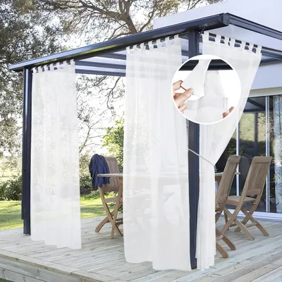 Obrázek produktu pro Voděodolné závěsy na terasu – závěsy filtrující světlo – venkovní závěsy na balkon/terasu – 137 cm (šířka) x 243 cm (výška) – 2 kusy
