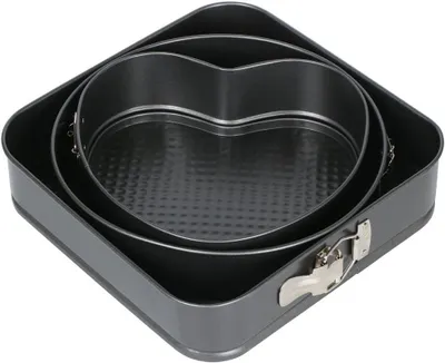 Produktbild von Springvorm 3 Stücks, Antihaftbeschichtung, Mechanische Clipverriegelung, Für Kuchen Quiche Und Cheesecake
