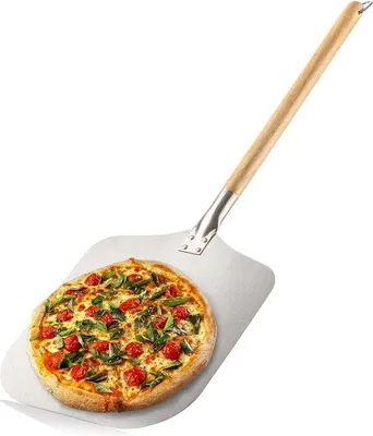 Immagine prodotto di Spatola per pizza in acciaio inossidabile con manico in legno, marrone/argento, quadrata