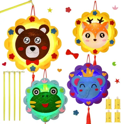 Imagen del producto de Kit de manualidades para hacer farolillos, juego de 4 farolillos para niños