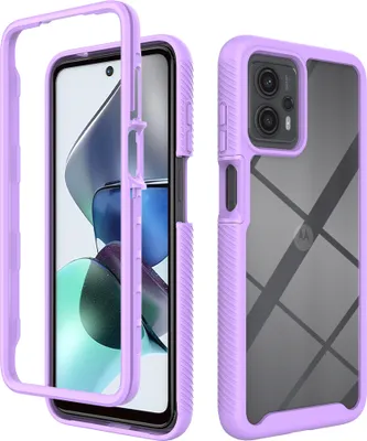 Produktbild von Moto G13 / G23 Hülle, Hybrid Transparente Rückseite TPU Bumper Stoßfest Schutzhülle für Motorola Moto G13 / G23 Lila