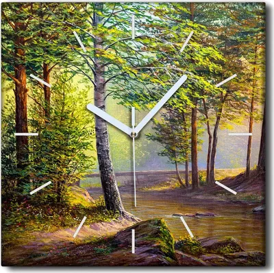Produktbild von Coloray Uhr auf Leinwand 30x30 cm Wand Uhr Dekoration Wohnzimmer Segeltuch weiße Zeiger -Landschaftskunst Art.