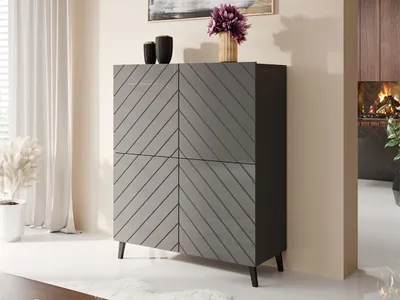 Obrázok produktu pre Komoda s dvierkami BERMEJO - grafitová / lesklá grafitová