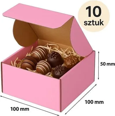 Image de Boîte en carton avec découpe 100 x 100 x 50 mm extérieur Rose – 10 pièces Pour cadeaux