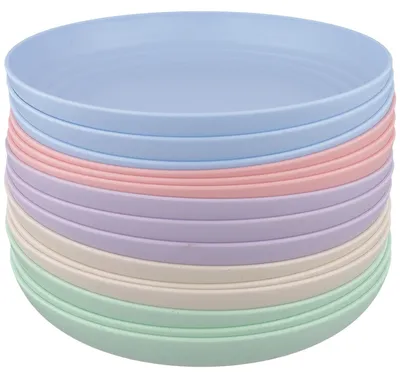 Productafbeelding van Solidchoice - 15 Stuks Herbruikbare Plastic Borden in 5 Kleuren