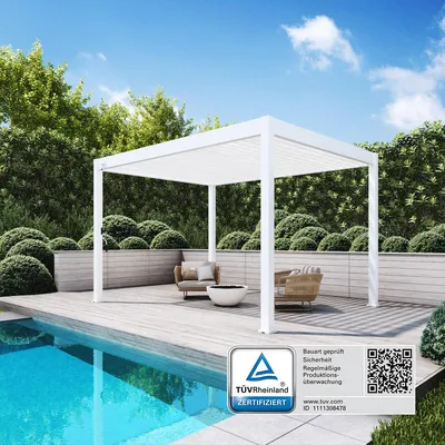 Produktbild von Deluxe Pavillon Terrassenüberdachung Aluminium 3 x 4 M weiß