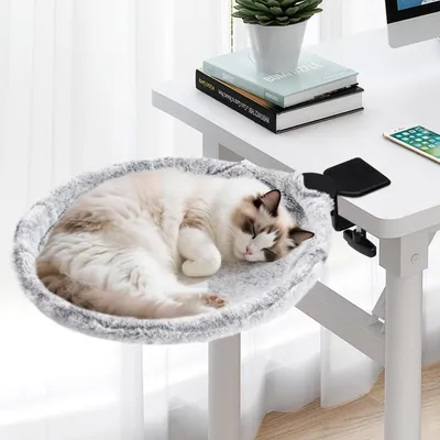 Immagine prodotto di Cuccia per gatti, scrivania girevole a 360° e regolabile in altezza, colore grigio