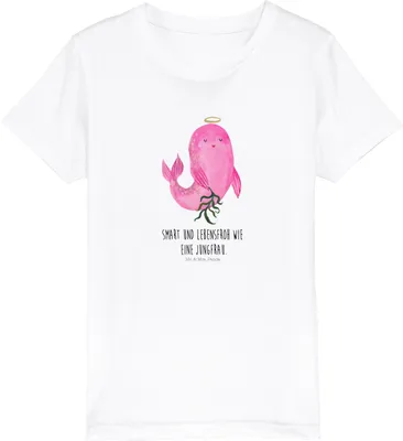 Produktbild von Mr. & Mrs. Panda Kleinkinder T-Shirt Sternzeichen Jungfrau 12-14 Jahre (152/164) - Weiß - Geschenk, Kindershirt, Shirts für Kinder, Geburtstag September, Teenager, Bio