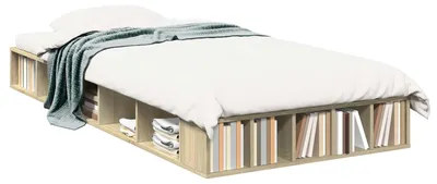 Image de Cadre de lit avec rangement, chêne Sonoma, 80 x 200 cm, aggloméré