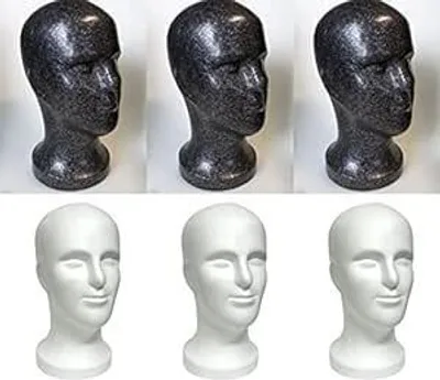 Produktbild von 6 x FP Styroporkopf SAM - ca. 33 cm - TOP Markenqualität (3 x weiss, 3 x schwarz)