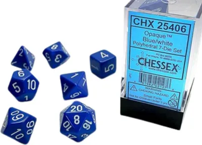 Produktbild von Chessex Polyhedral 7 Die Würfel-Set Opaque Blau/Weiß