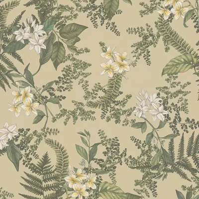 Image de Profhome 394241-GU Papier peint floral floral mat vert blanc 5,33 m2