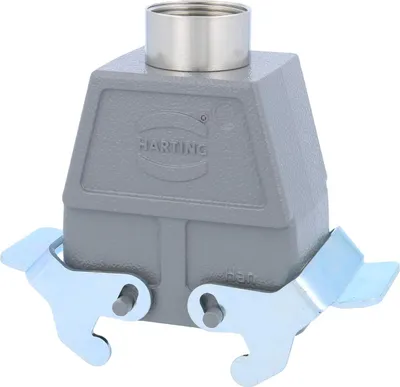 Image de HARTING Han 10B Boîtier à douille haut, 1xPG21 sortie de câble droite, avec 2 étriers transversaux Raccord à vis PG21 Plage de serrage 11,0 mm