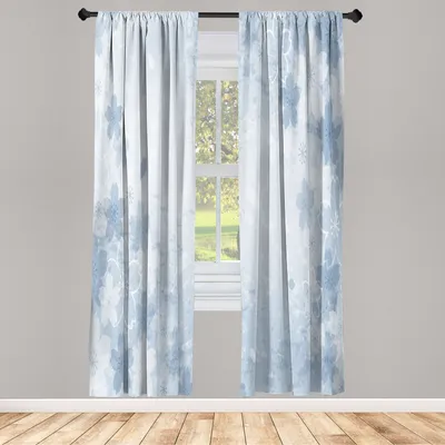 Produktbild von ABAKUHAUS Natur Vorhänge 2 Panel Set für Wohnzimmer Schlafzimmer Nachbildung, Kirschblüten Muster İm Shabby Stil Form Flourish Themed Grafik Druck, 150 cm x 175 cm, Hellblau