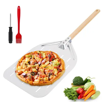 Productafbeelding van Perforerende Pizzaschieber met Afneembare Houtgreep en Ölpinsel 40 x 30 cm