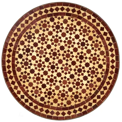 Produktbild von Runder Mosaik Gartentisch Zellige-Muster Bordeaux Terracotta Ø 60 cm, 75 cm hoch für 2 Personen