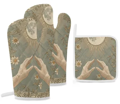 Produktbild von Hitzebeständiges Ofenhandschuh- und Topflappen-Set für die Küche