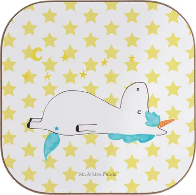 Produktbild von Mr. & Mrs. Panda Untersetzer für Gläser Einhorn Sternenhimmel - Weiß - Geschenk, Verrückt, Tassen, Sterne, Tischuntersetzer, Unicorn, Coaster, gläseruntersetzer