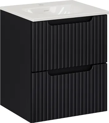 Produktbild von Waschtisch 50cm, in schwarz, gerillte Front, NEWPORT-56-BLACK
