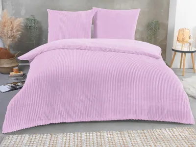Produktbild von Kuscheli® Winter Wende Plüsch Bettwäsche 135 x 200 od. 155 x 220 mit 80x80 Kissenbezug Cashmere-Touch  Deckenbezug , Farbe:ROT, Größe:200x200 + 2x 80x80