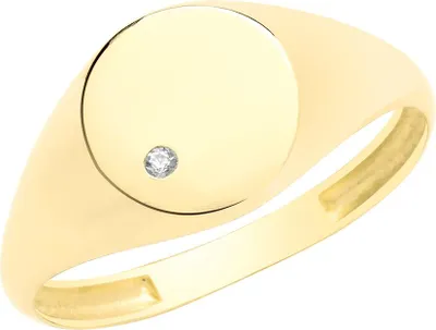 Produktbild von 9 Karat (375) Gold Herren/Damen - Monarchenring / Siegelring mit Zirkonia, 48 (15.3); TRS35162RSI