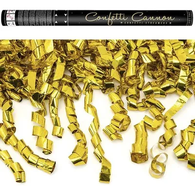 Produktbild von 5 Konfettikanonen Luftschlangen 40 oder 60 cm gold silber metallic Party Hochzeit Geburtstag Silvester Konfetti Kanone