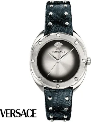 Produktbild von Versace VEBM00118 Shadov silber schwarz Leder Armband Uhr Damen NEU