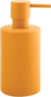 Produktbild von Spirella Seifenspender "Tube" | mit Edelstahlpumpe | Flüssigseifen-Spender | Porzellan | 300ml | Langliebig und Robust | matt Gelb