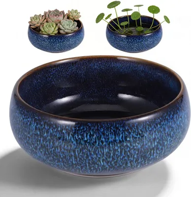 Image de Bol en céramique en forme de lotus, idéal comme pot pour les plantes aquatiques