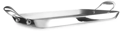 Grillplatte 38x25 cm Edelstahl, induktionsgeeignet, ohne Antihaftbeschichtung