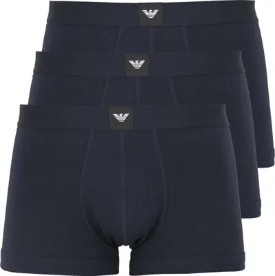 Produktbild von EMPORIO ARMANI Herren Boxershorts Trunks Essential Logolabel 3er Pack Stretch Baumwolle XXL 3Boxer/Marine