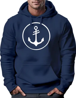 Produktbild von Cooler Kapuzen-Pullover Herren Anker Round Hoodie Männer Neverless® navy L
