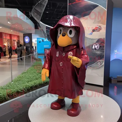 Produktbild von Kastanienbrauner REDBROKOLY Maskottchen Kostüm charakter mit American-Football-Helm bekleidet mit einem Regenmantel und Halsketten