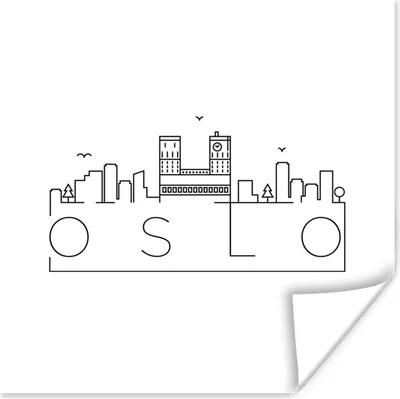 Produktbild von MuchoWow® Poster Skyline "Oslo" mit weißem Hintergrund 100x100 cm - Babyzimmer