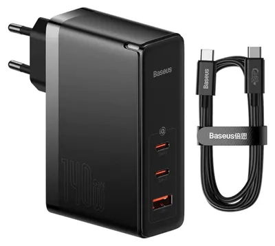 Image de Baseus GaN5 Pro Fast Charger 140W 2x USB-C 1x USB Noir