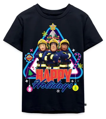 Produktbild von Spreadshirt Feuerwehrmann Sam™ Happy Holidays From The Team Kinder Premium T-Shirt, 122/128 (6 Jahre), Navy