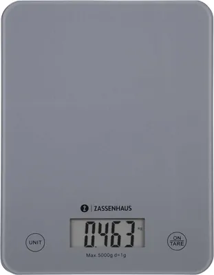Obrázek produktu pro Zassenhaus Balance, Elektronická kuchyňská váha, 5 kg, 1 g, Šedá, Sklo, Pracovní deska