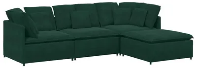 Produktbild von vidaXL Modulares Sofa mit Fußhocker Kissen Samt Dunkelgrün