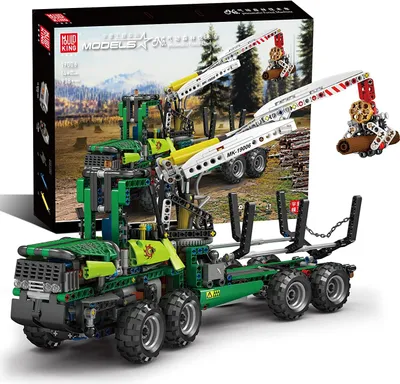 Produktbild von Mould King 19006 Technologie Fernbedienung Pneumatic Forest Machine Bausteine, 938PCS dynamische Version des pneumatischen LKW-Modells, Bausatz für Forstmaschinen, kompatibel mit -Technik