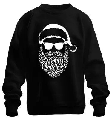 Zdjęcie produktu dla Wesołych Świąt z Brodą Ojca Świąt - Prezent Świąteczny Świąteczna Bluza Uni , Czarny, 3XL
