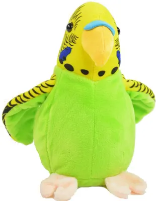 Produktbild von Plüsch Vogel Wellensittich Bonita gelb plappert alles nach Labertier Kögler 21cm