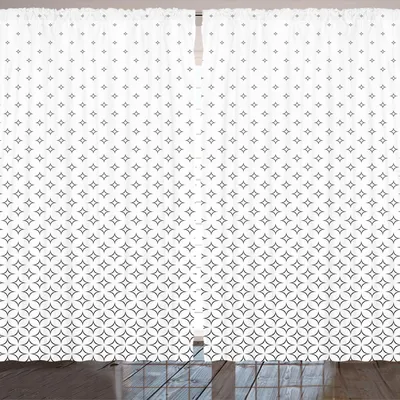 Produktbild von ARANDE Star Gardine, Abstrakte Diamant Stern Thema Muster Geometrischer Minimalistischer Vintage, 280 x 175 cm, Weiß schwarz
