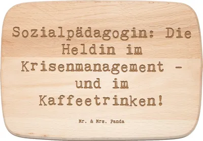 Produktbild von Mr. & Mrs. Panda Schneidebrett Holz Spruch Sozialpädagogin - Transparent - Geschenk, Holzbrett, Beruf, sozialer, kreative Geschenke, Wertschätzung, Holzbrettchen