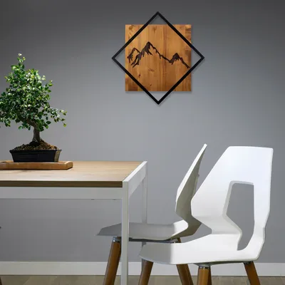 Produktbild von Wallity, Mountain 2, Wanddeko, Nussbaum, Metall, 54 x 54 cm